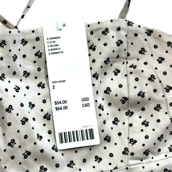 Urban Outfitters Women White Ivory Black Floral Casual Crossback Dress Sz 2 NWT - Picture 3 of 5